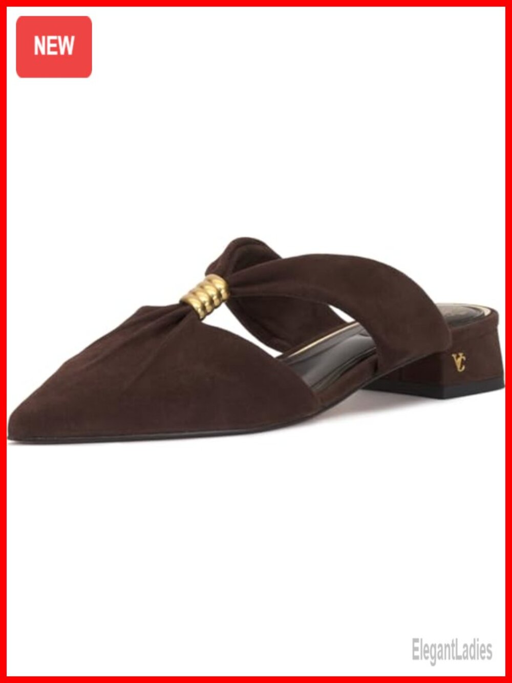 Suede Pointed Toe Slip-On Mules Block Heel Party Dress Shoes